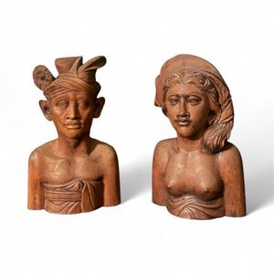 Handcarved wood Balinese Wooden Bust Klungkung Sculptures 12”